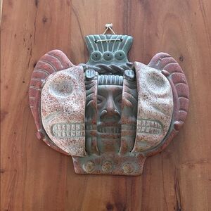 Mexican Aztec Three Ages of Man Terracotta Pottery Decor